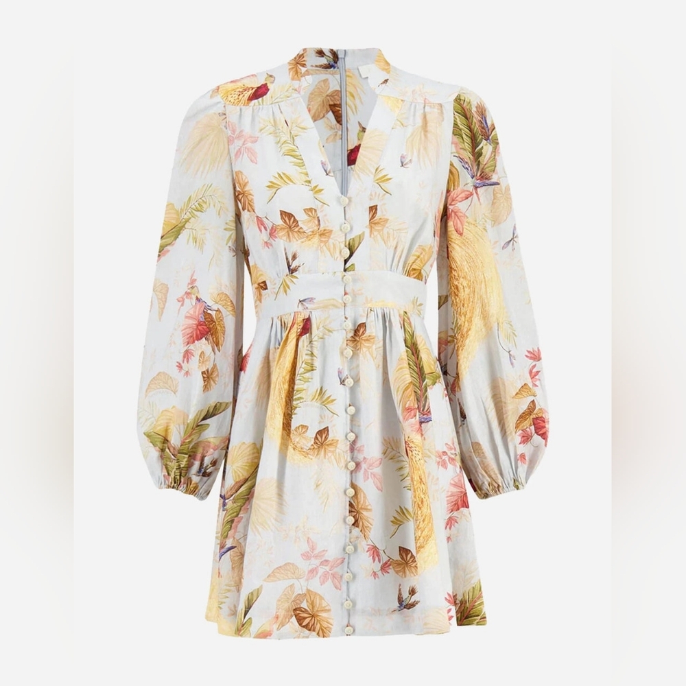 Zimmermann Ascension Plunge Linen Minidress Size 0P
